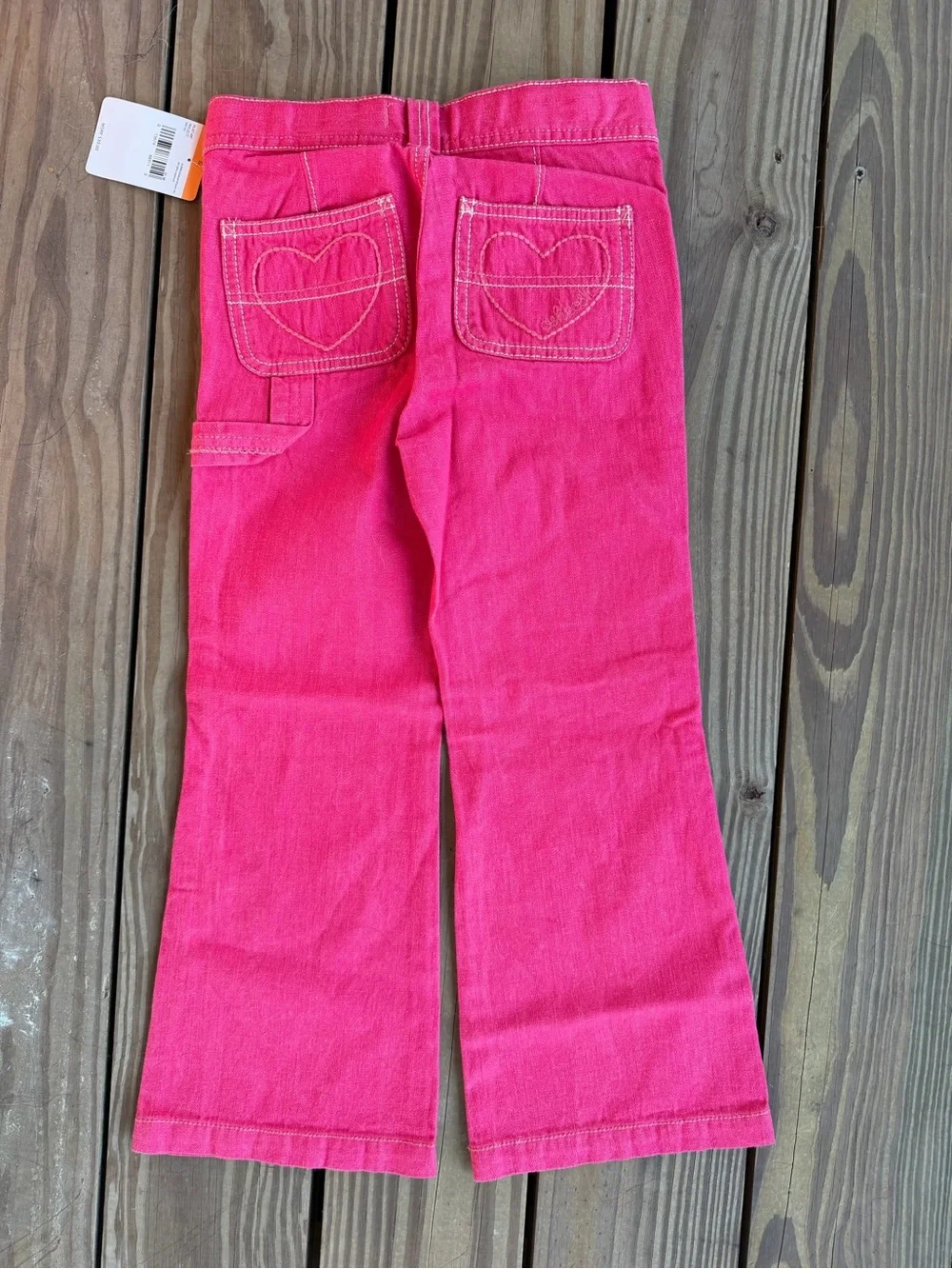 OshKosh B’gosh Girls 6X Pink Flare Jeans Heart Floral Embroidered NWT